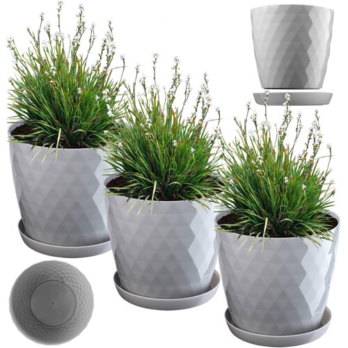 KADAX cvetlični lonec, sadilnik, pokrov, 30 cm, stojalo za rože, siva plastika, 3 kosi., (5000352703) Cene