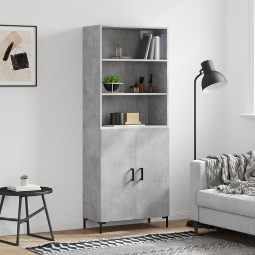 The Living Store Visoka komoda betonsko siva 69,5x34x180 cm inženirski les - Visoka Omara, (21429143) Slike