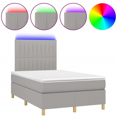 vidaXL box spring postelja z vzmetnico led sv. siva 120x200 cm blago, (20930388) Cene