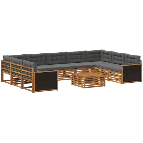  Set vanjskih sofa 10 kom. Prirodna i antracit Smeđa Slike
