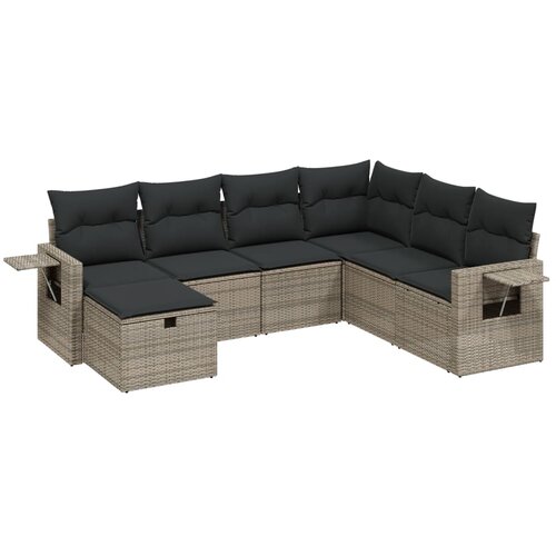 Maison Chic Seti vrtnega pohištva - Vrtna garnitura - Vrtni pohištvo set 7-delna z blazinami siv poli ratan, (21802033) Cene