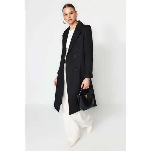 Trendyol Limited Edition Black Wool Cachet Coat