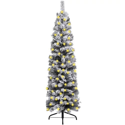 vidaXL usko božićno drvce s LED svjetlima i snijegom zeleno 240 cm PVC