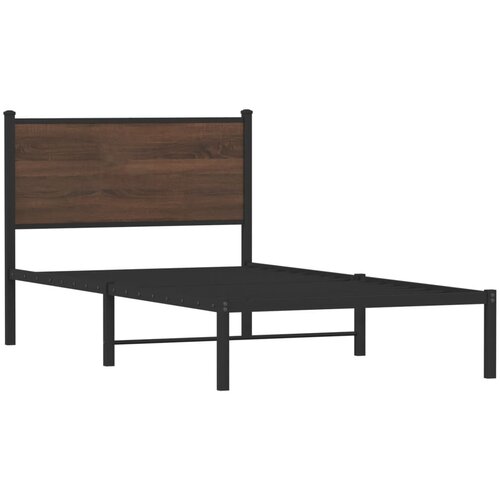 vidaXL Metalni okvir kreveta s uzglavljem smeđa boja hrasta 107x203 cm Cijene