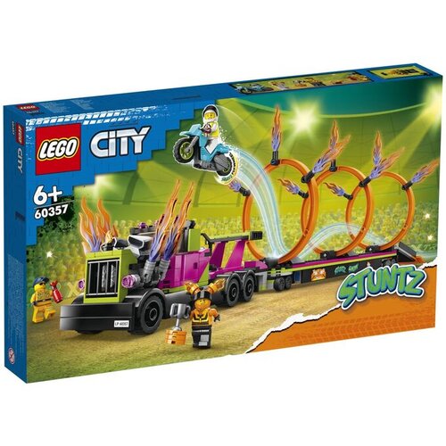 Lego CITY tovornjak za akrobacije in izziv ognjenih obročev, 60357 Slike