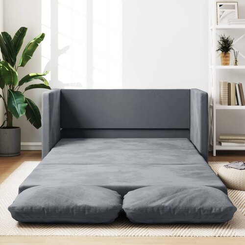 vidaXL Talni raztegljiv kavč 2 v 1 temno siv 122x204x55 cm žamet Cene