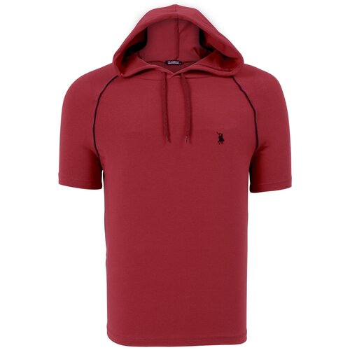 Dewberry T8570 HOODIE MEN&amp;#039;S T-SHIRT-PLAIN BURGUNDY Slike