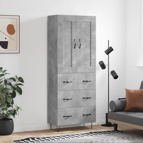 vidaXL Visoka komoda betonsko siva 69,5x34x180 cm inženirski les Cene