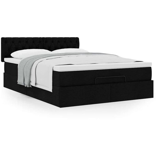 VidaXL otomanski krevet s madracem crni 140x190cm od tkanine Slike