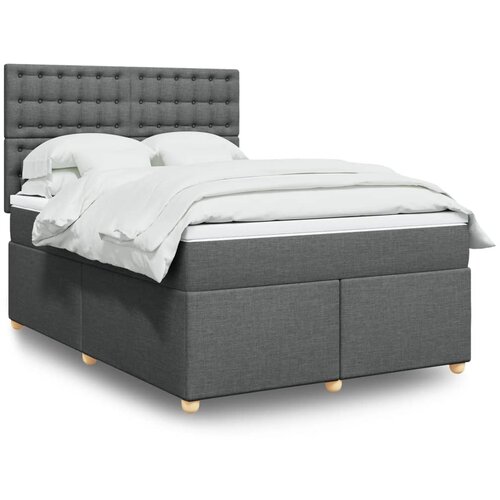 vidaXL Box spring postelja z vzmetnico temno siva 160x200 cm blago Cene