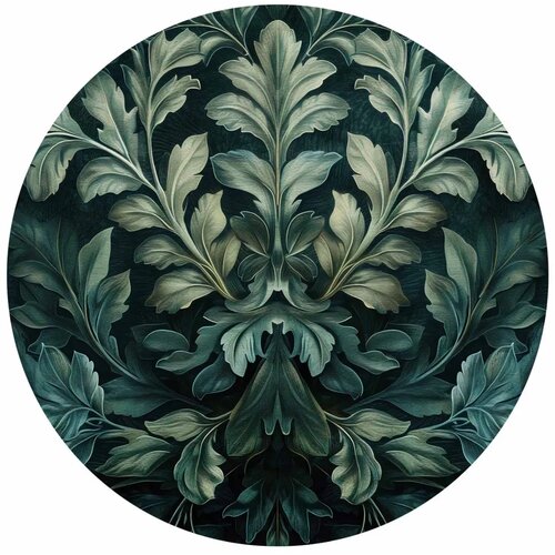 Okrugla fototapeta - Victorian leaves in dark greens 230x230 Cene