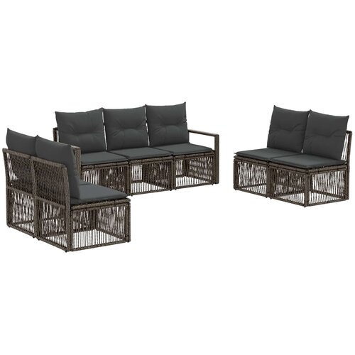 vidaXL Vrtna sedežna garnitura 7 pcs Siva poli ratan, (5000270705) Cene