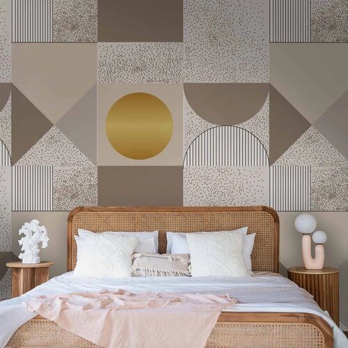  Foto tapeta - Beige and Gold Geometric Pattern 300x210 Standard Slike