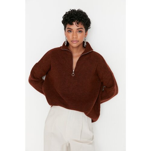 Trendyol Brown Zippered Knitwear Sweater Cijene