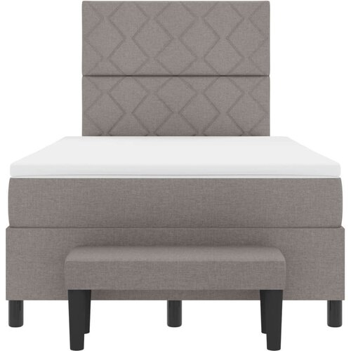 VidaXL Krevet s oprugama s madracem i klupom taupe 120x200 cm tkanina Slike