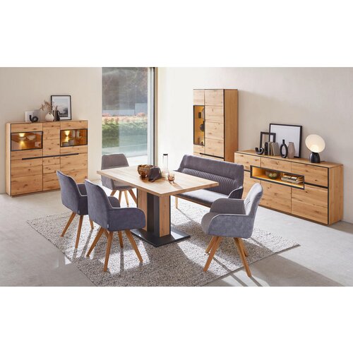 Linea Natura klop, les, tekstil barve hrasta, temno siva Slike