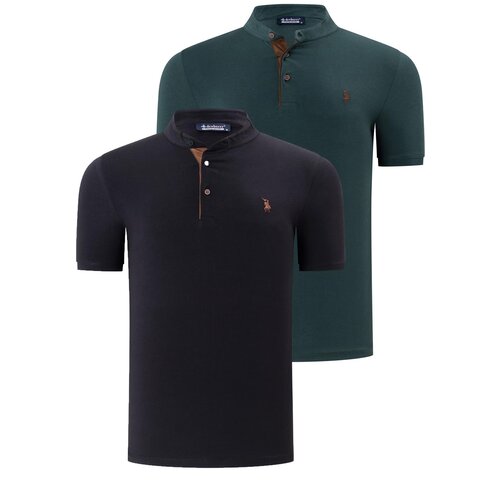 Dewberry DUO SET T8560 MEN'S T-SHIRT-BLACK-GREEN Slike