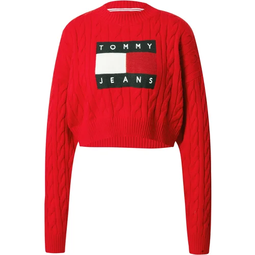 Tommy Jeans Pulover modra / rdeča / bela