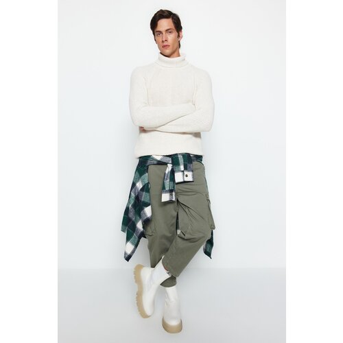 Trendyol Ecru Men&amp;#039;s Slim Fit Turtleneck Raglan Sleeve Basic Knitwear Sweater Slike