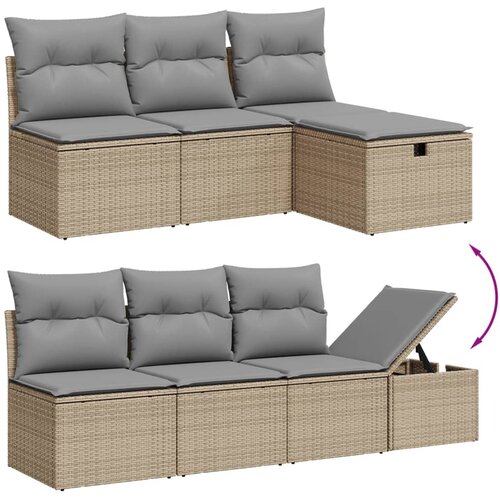  7-dijelni set vrtnih sofa s jastucima bež od poliratana Slike