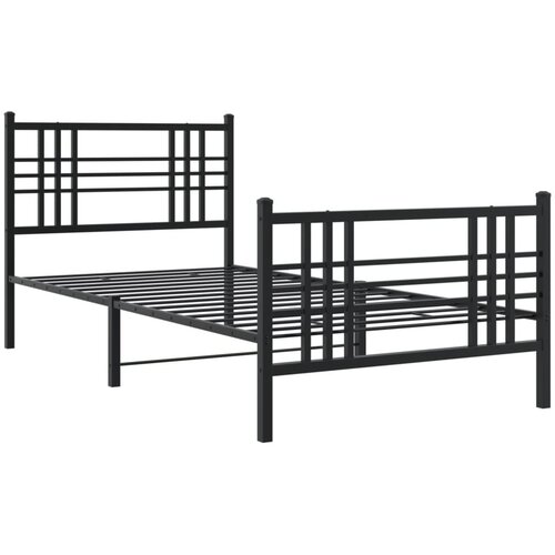 vidaXL Kovinski posteljni okvir z vzglavjem in vznožjem črn 107x203 cm, (21128225) Cene