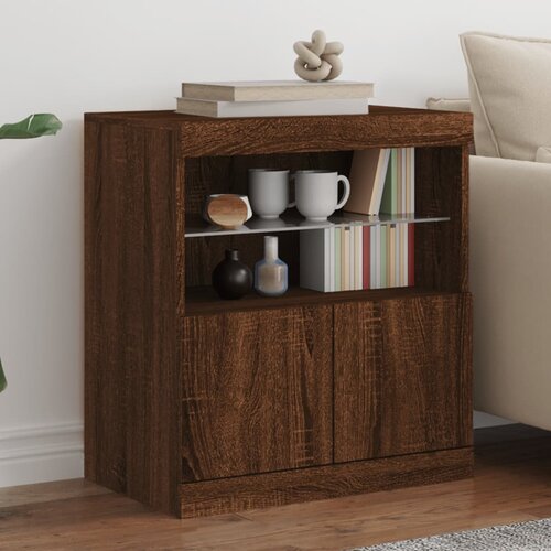 The Living Store Komoda z LED lučkami dimljen rjav hrast 60x37x67 cm - Komoda, (21837465) Cene