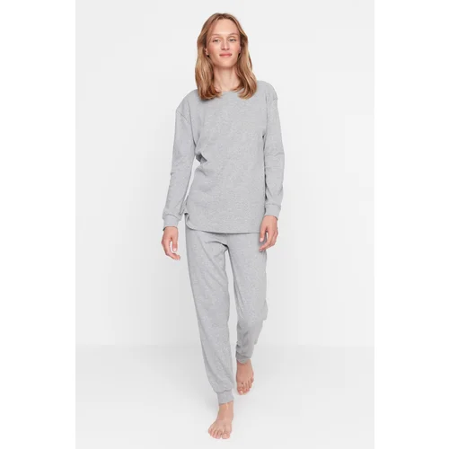 Trendyol Gray Knitted Pajamas Set