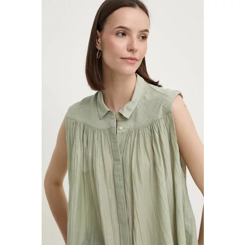 PepeJeans Košulja MINA za žene, boja: zelena, relaxed, s klasičnim ovratnikom, PL304892
