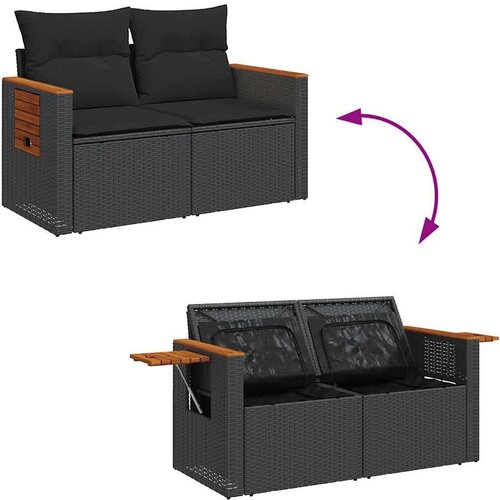 vidaXL 6-dijelni set vrtnih sofa s jastucima crni od poliratana Cijene