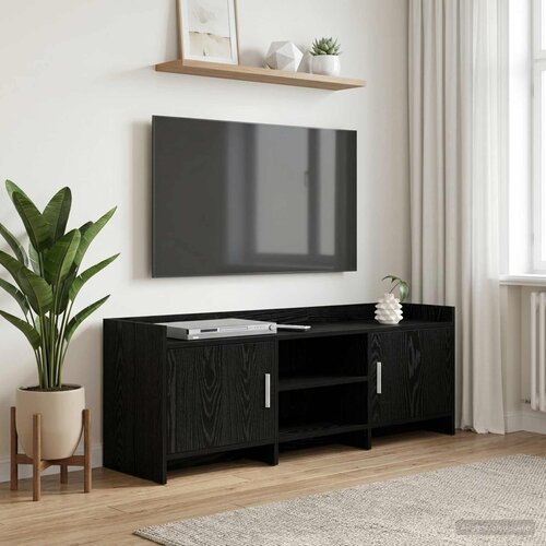 TV ormar 130 x 33 x 47 cm Crni hrast Konstruirano drvo Cijene