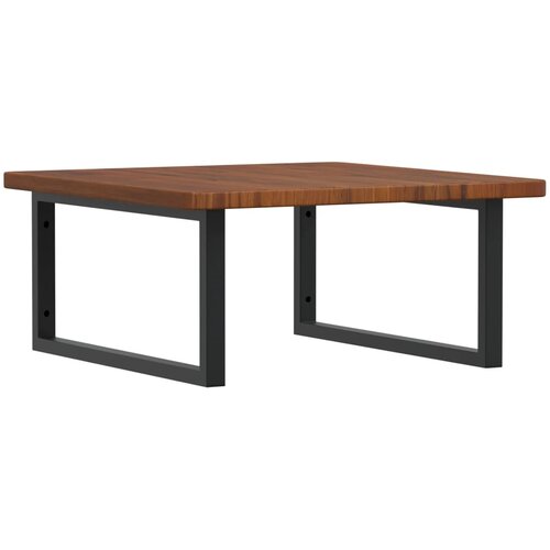  Zidna polica za umivaonik od čelika i masivne hrastovine Smeđa 60 x 60 x 2.5 cm Slike