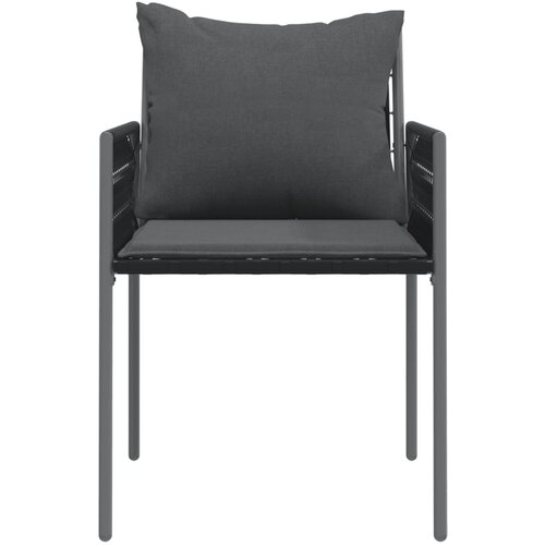  Vrtne stolice s jastucima 6 kom crne 54x61x83 cm od poliratana Slike