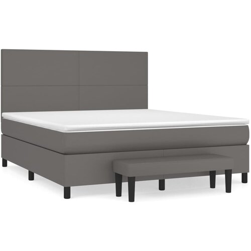 vidaXL Box spring postelja z vzmetnico siv 160x200 cm umetno usnje, (20900766) Cene