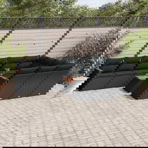 VidaXL 11-dijelni set vrtnih sofa od poliratana s jastucima crni Slike