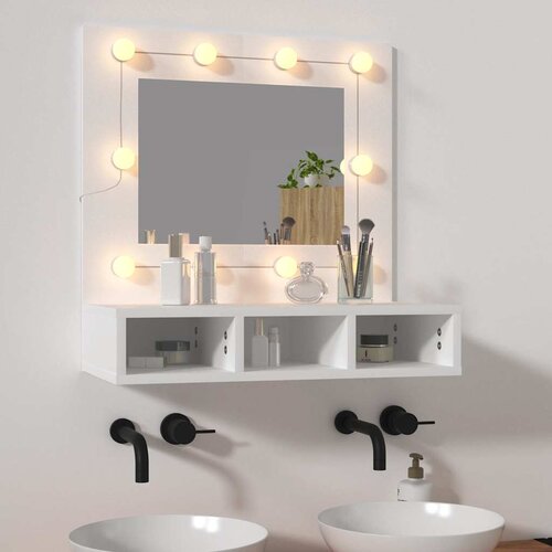 Ormarić s ogledalom i LED svjetlima bijeli 60 x 31,5 x 62 cm Cijene