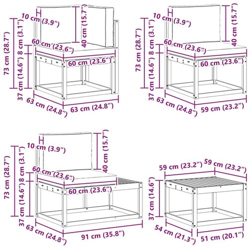  Set vanjskih sofa s jastukom 5 Komad Prirodna i svijetlo siva Slike