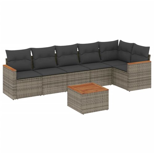 Maison Chic Seti vrtnega pohištva - Vrtna garnitura - Vrtni pohištvo set 7-delna z blazinami siv poli ratan, (21803268) Cene