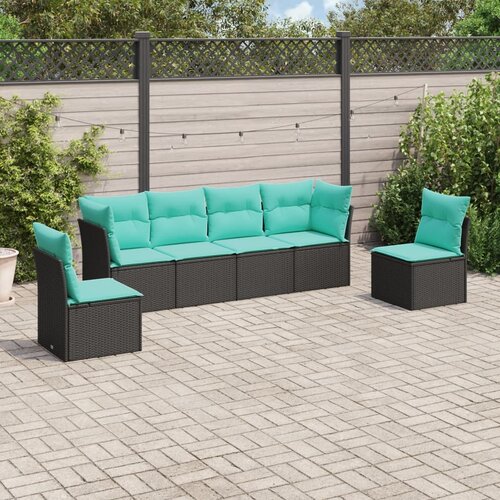 vidaXL 6-dijelni set vrtnih sofa od poliratana s jastucima crni Cijene