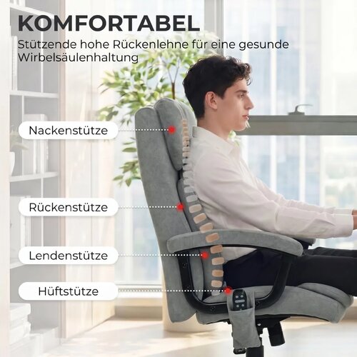  Ergonomska uredska stolica za masažu visoki naslon siva Slike