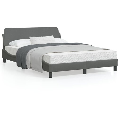 VidaXL Okvir za krevet s uzglavljem tamnosivi 140x190 cm od tkanine Slike