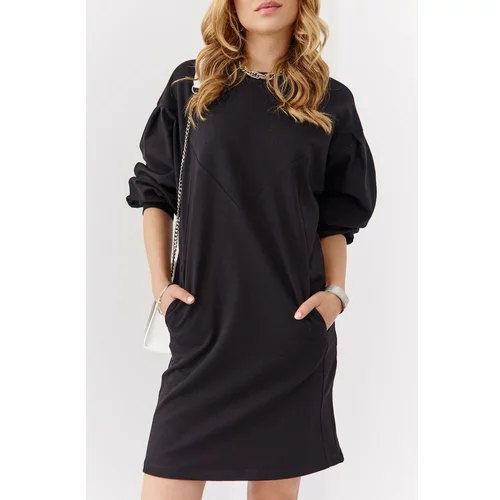 Fasardi Plain black dress with stitching
