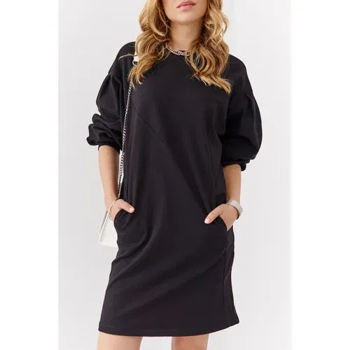 Fasardi Plain black dress with stitching