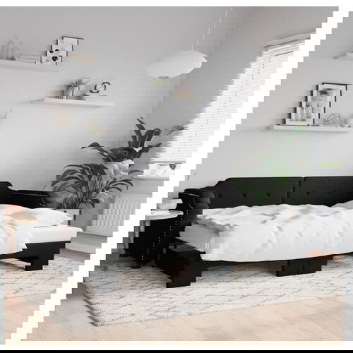 vidaXL Dnevni krevet na razvlačenje crni 90 x 190 cm od tkanine Cijene