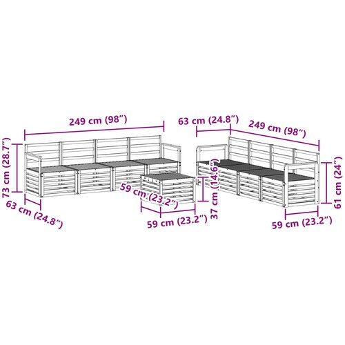  Set vanjskih sofa 9 kom. Prirodna Slike