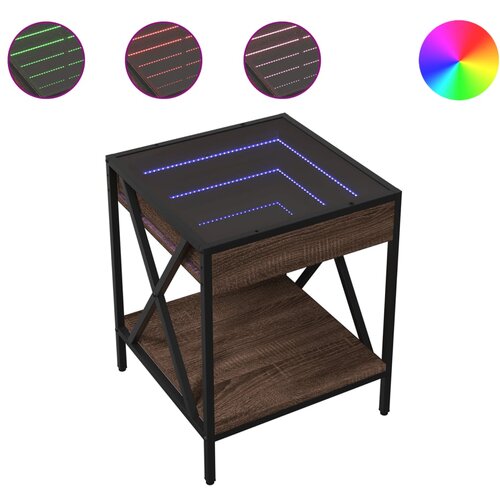 Maison Chic Nočna mizica - Nočna omarica - Nočna miza z neskončnimi LED rjavi hrast 40x40x49 cm, (21688646) Slike
