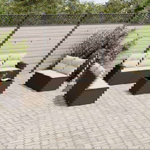 vidaXL 8-dijelni set vrtnih sofa s jastucima smeđi od poliratana Cijene