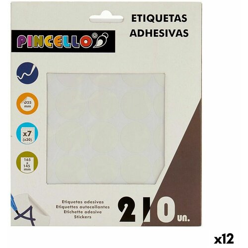  Samolepilne etikete Pincello Bela &Oslash; 25 mm 17 x 4 x 19 cm (12 kosov) Cene