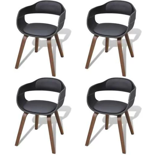  Jedilni stoli 4 kosi črni ukrivljen les in umetno usnje