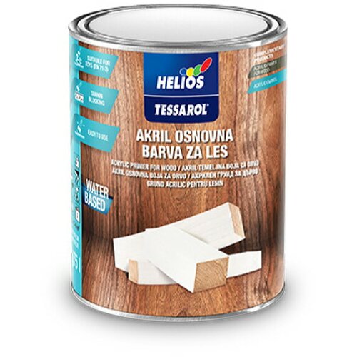 HELIOS TESSAROL TESSAROL akrilna osnovna boja za drvo-bela 0,75 l Slike