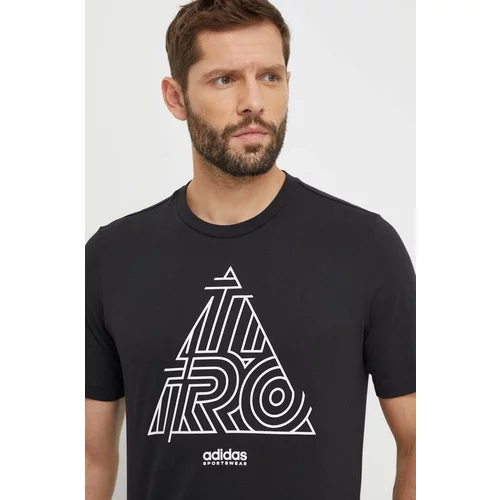 Adidas Bombažna kratka majica TIRO moška, črna barva
